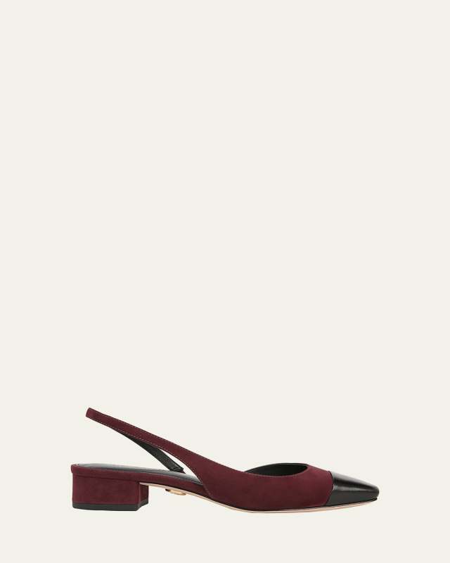 Cecile Mixed Leather Slingback Ballerina Flats